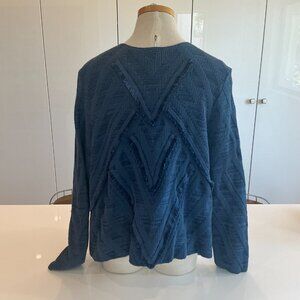 Chico's, Boho Fringe Cardigan, Denim Color, Size 3